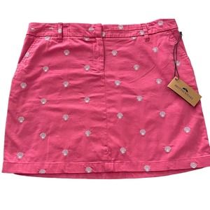 British Khaki Skirt Womens 10 Pink Mini Beach Shell Travel Pockets Stretch